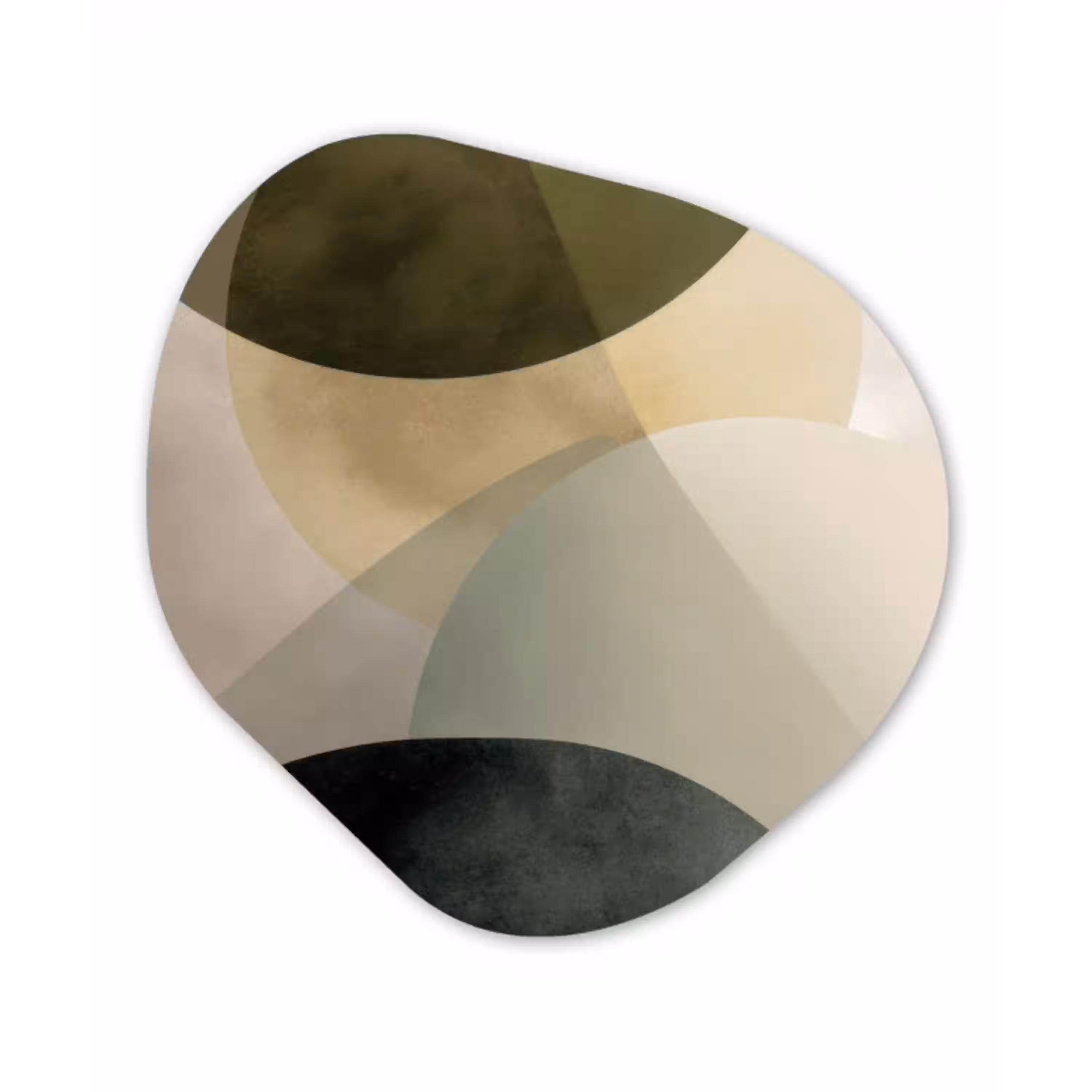 Vlakken - Abstract - Beige - Cirkels Wandcirkel Organisch Aluminium middel -3d