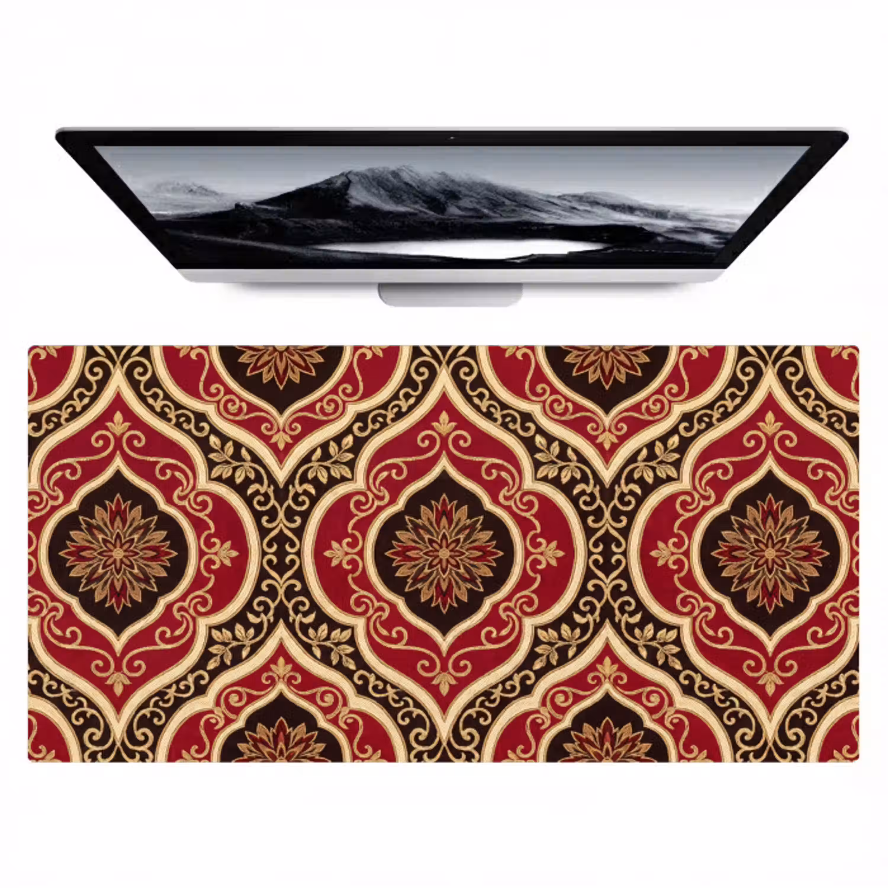 Patroon - Ornament - Barok - Rood - Goud Muismat XXL klein -zzz3d