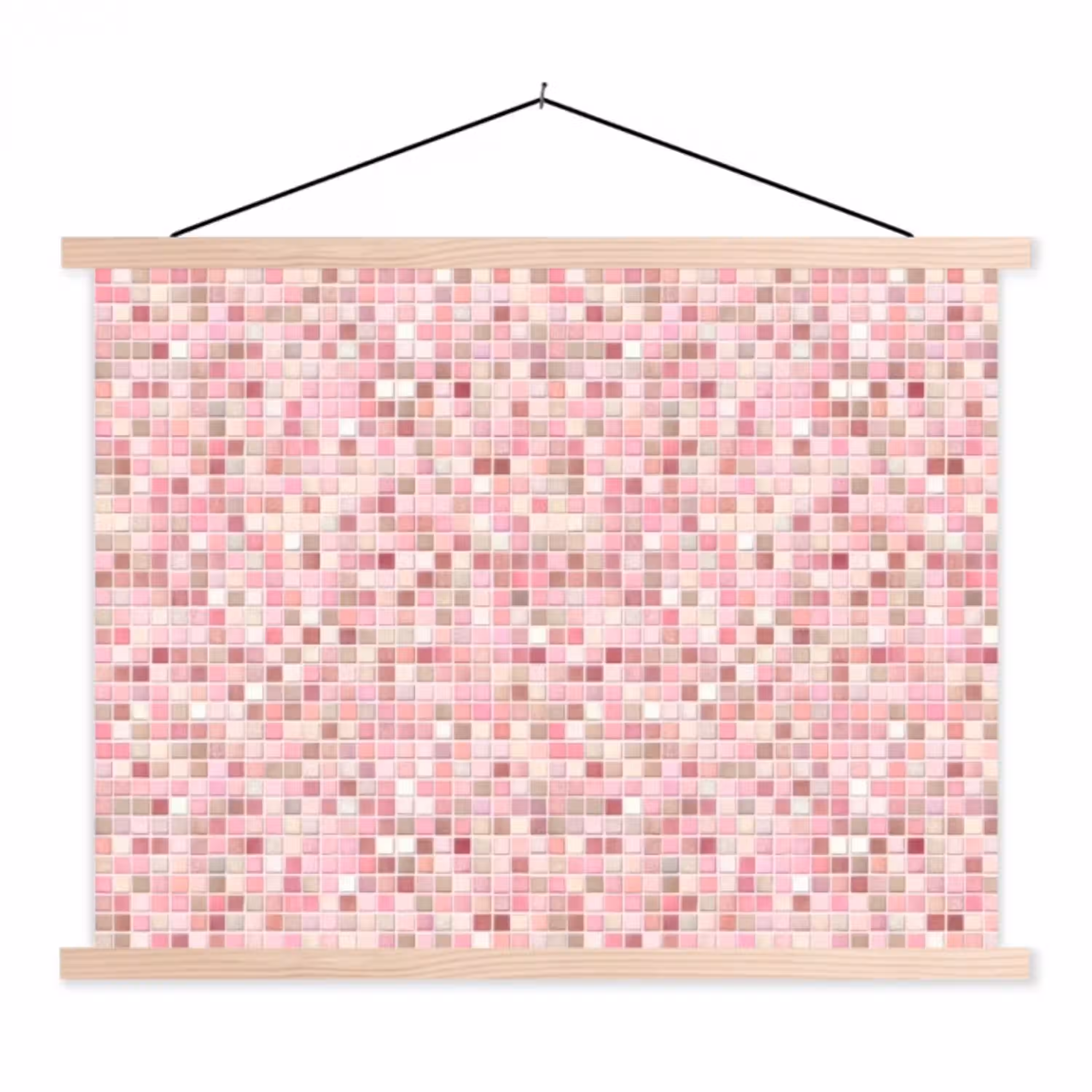 Mozaïek - Patroon - Roze textielposter latten blank klein 122 -3d