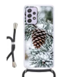 Dennenappel - Tak - Sneeuw - Winter - Sfeervol Hoesje Samsung Galaxy A52 5G met koord klein -3d