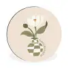 Bloem - Wit - Vaas - Quote Wandcirkel aluminium klein -3d