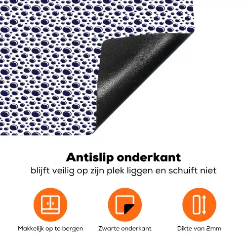 Oceaan - Bubbel - Blauw - Wit Inductie beschermer vinyl 3mm klein 276 -zzzzzzz-td-onderkant