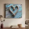 Hart - Touw - Hout - Rustiek Textielframe zwart klein -sfeer3