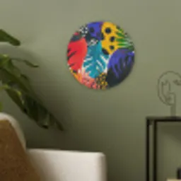 Bladeren - Vormen - Abstract - Kleurrijk Akoestische PET Vilt - Rond klein -sfeer2