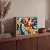 Schilderij - Abstract - Bloemen - Roze Light Box met batterij (Wandlamp) middel -sfeer2