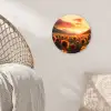 Zonnebloemen - Zonsondergang - Landschap Wandcirkel kunststof plaat 5mm dik klein -sfeer5