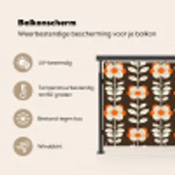 Bloemen - Retro - Bruin Balkonbeschermer Duitsland klein 596 -specs_NL