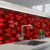 Patroon - Klaver - Rood keuken achterwand 2 middel 871 -3d_schuin