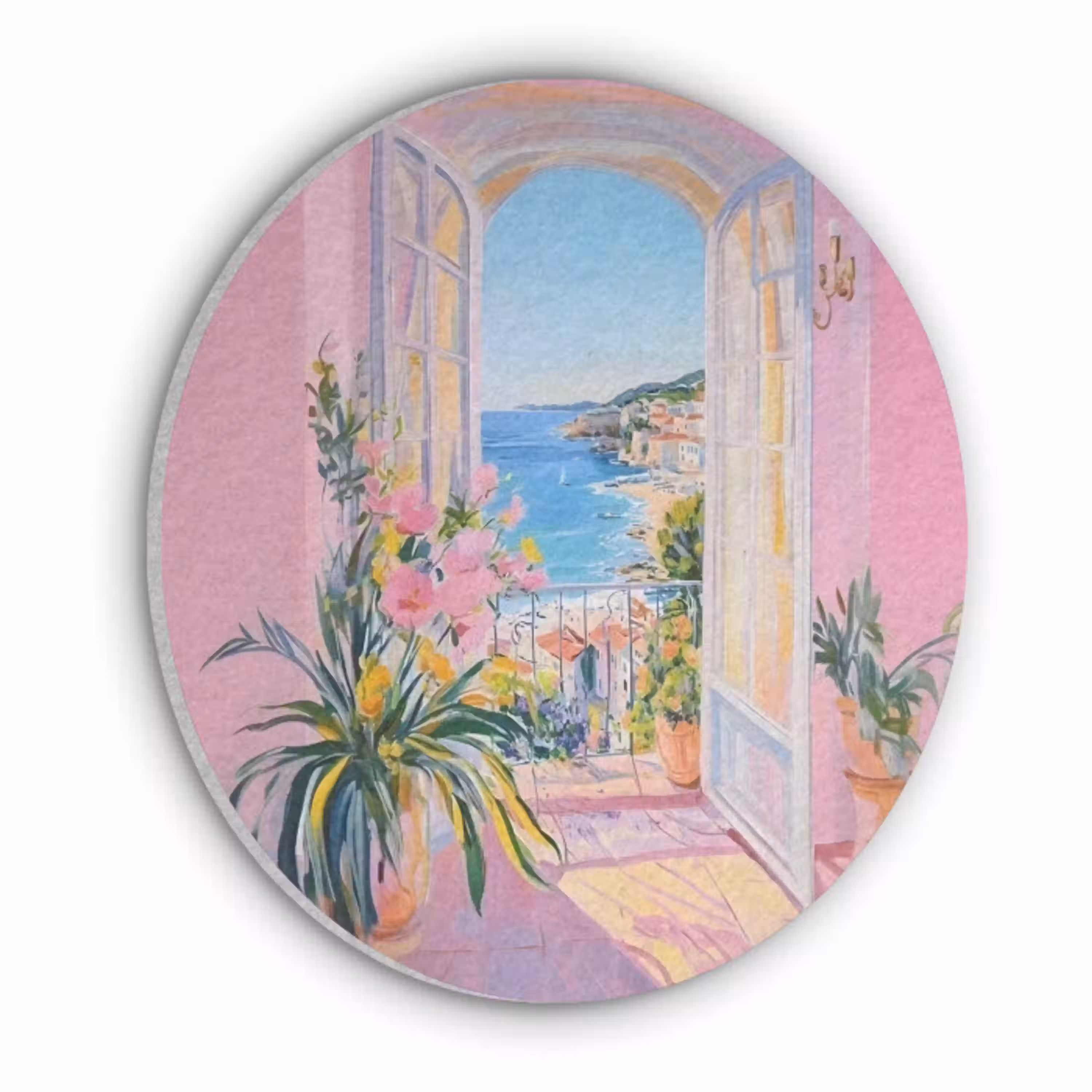 Roze - Buiten - Verf Akoestische PET Vilt - Rond klein -3d