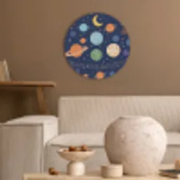 Ruimte - Planeten - Kleurrijk Akoestische PET Vilt - Rond klein -sfeer1