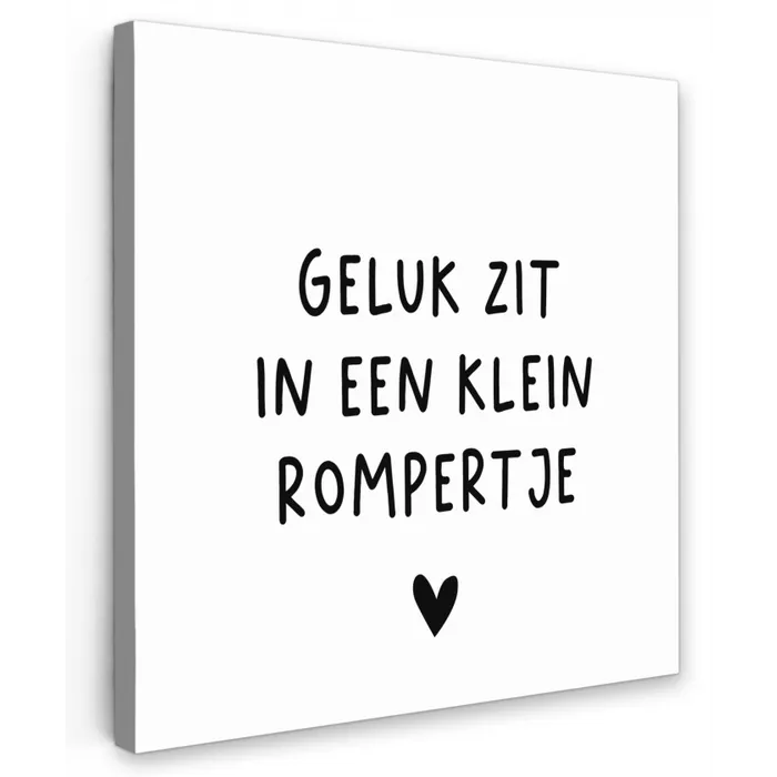 Spreuken - Quotes - Geluk zit in een klein rompertje Tuinposter op houten frame 2 cm dik klein -3d