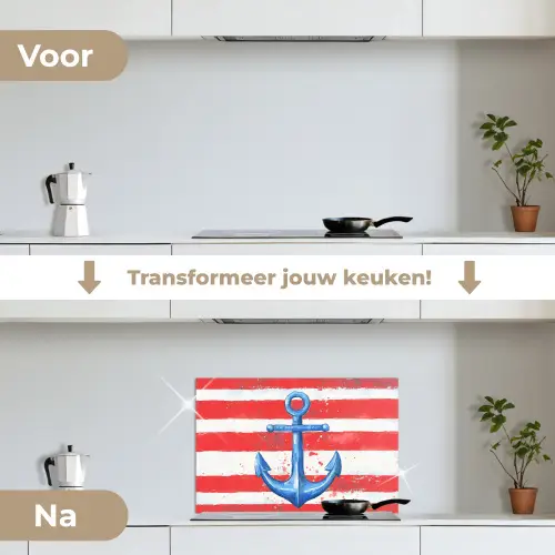 Anker - Verfspatten - Rood - Blauw keuken achterwand spatscherm klein -voor_na_NL