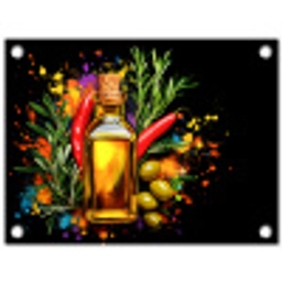 Olijfolie - Graffiti - Peper - Olijven - Modern tuinposter los doek klein -3d