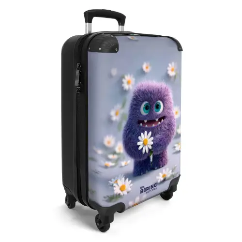 paars monster met madeliefjes NBS - Handbagage koffer - Kinderen Unisex middel -productfoto_3d