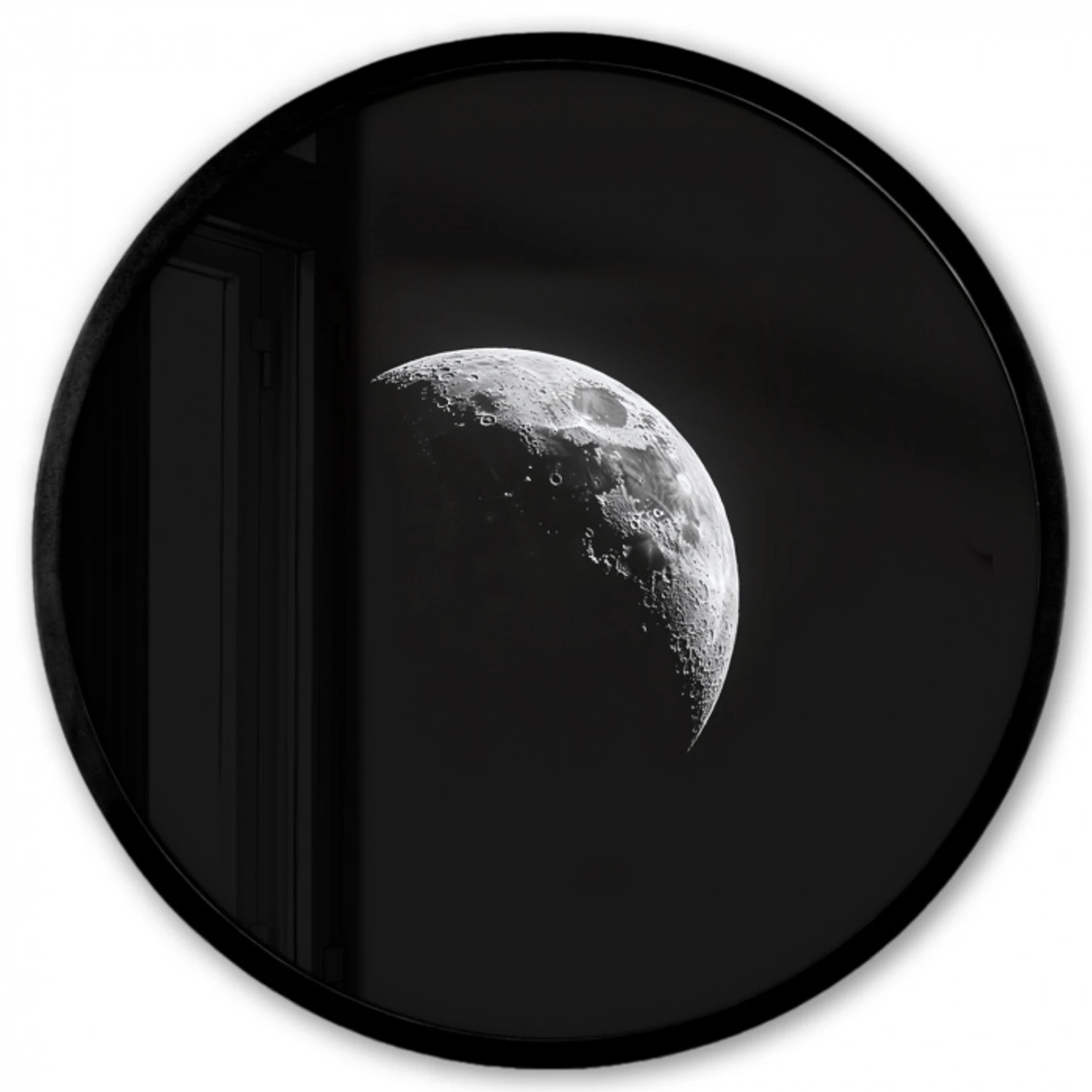 Maan - Hemel - Zwart - Schaduw Fotolijst rond zonder passe partout klein -3d