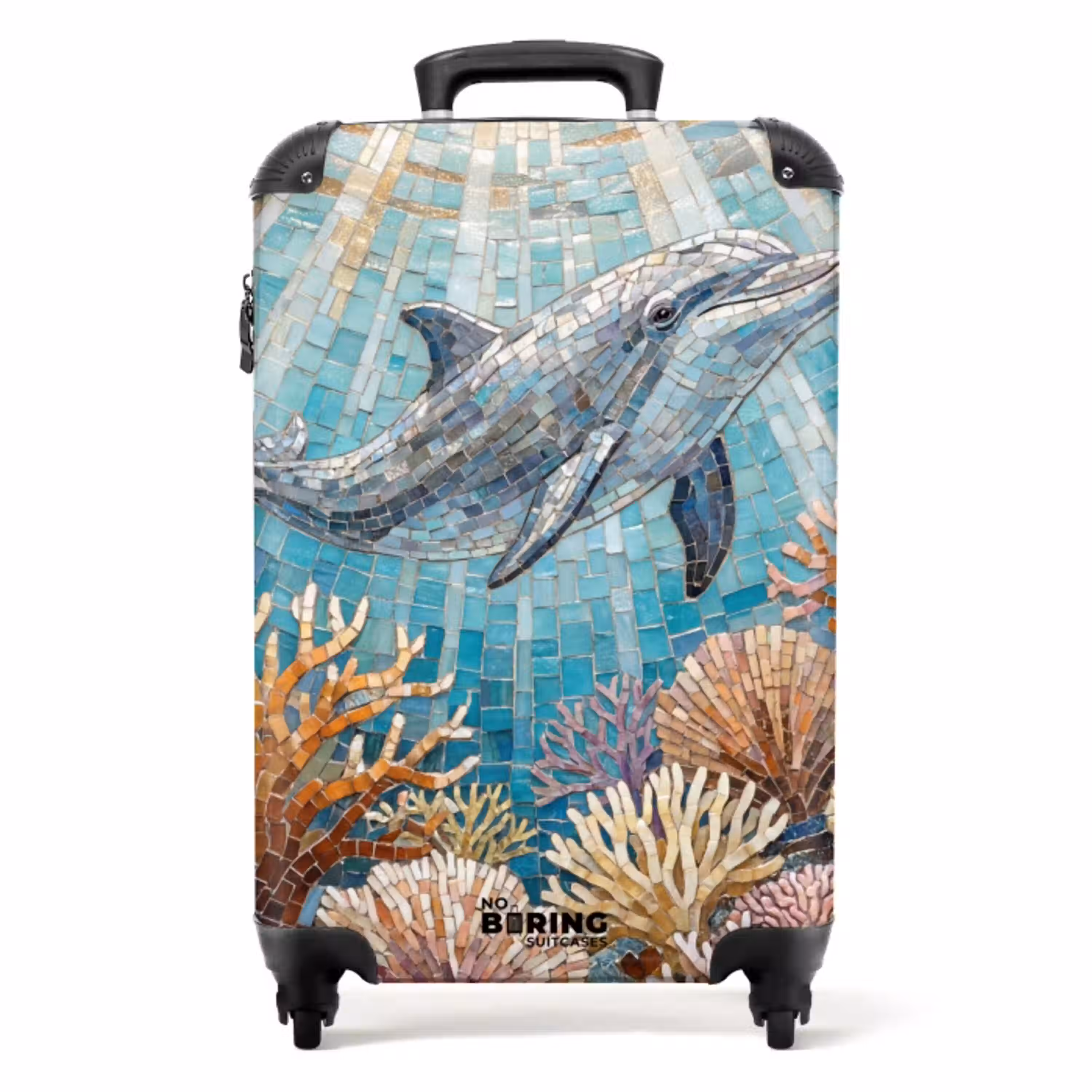 Dieren - Mozaïek - Oceaan - Koraal - Blauw NBS - Handbagage koffer - Volwassenen Unisex middel -productfoto_recht