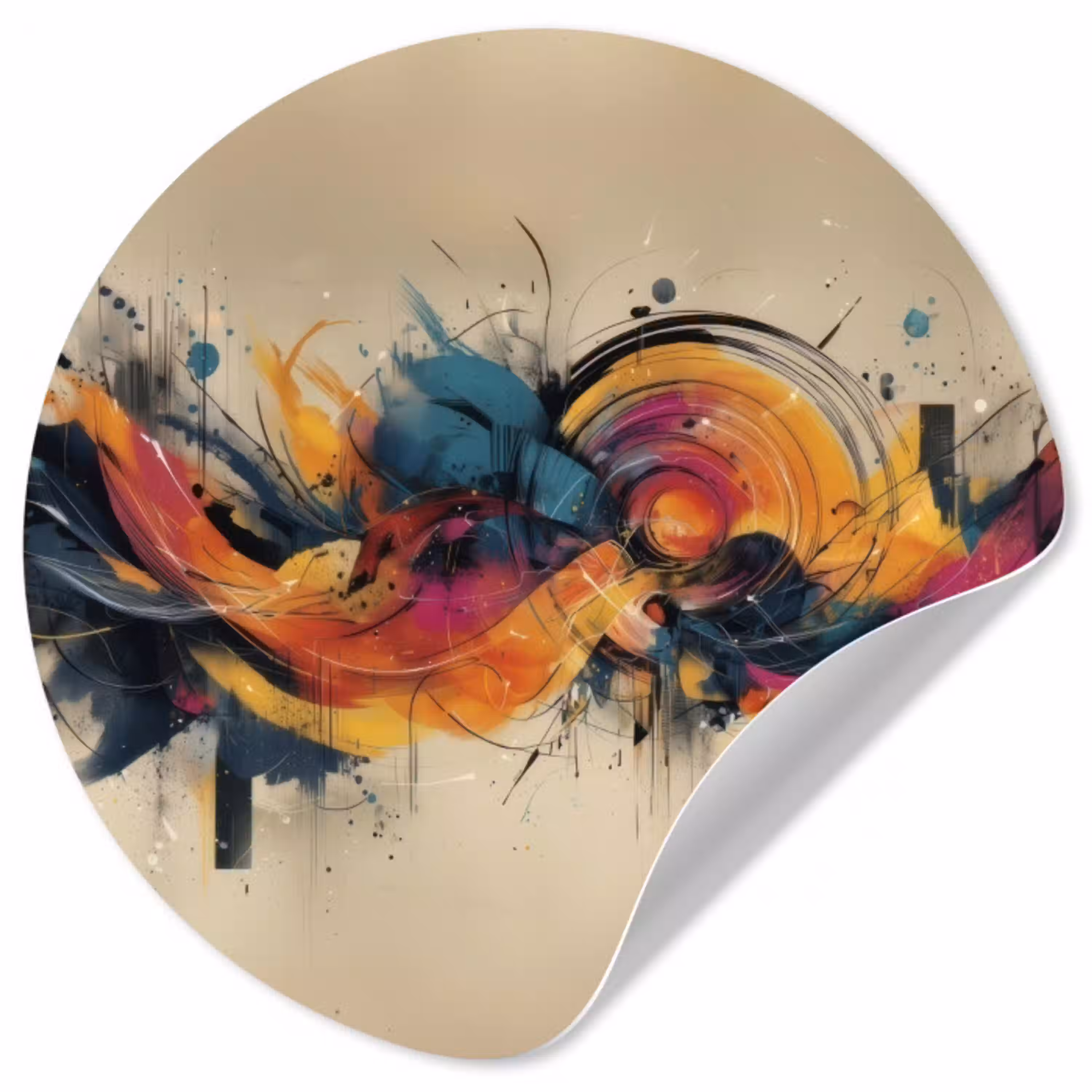 Explosie - Kleurrijk - Vormen - Abstract Wandcirkel behangsticker klein -3d