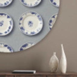 Borden - Bloemen - Blauw - Wit Akoestische PET Vilt - Rond klein 838 -sfeer5_closeup