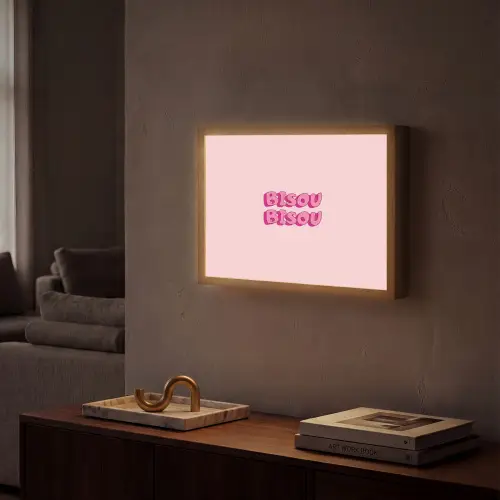 Bisou - Roze - Schaduw Light Box met batterij (Wandlamp) middel -sfeer1