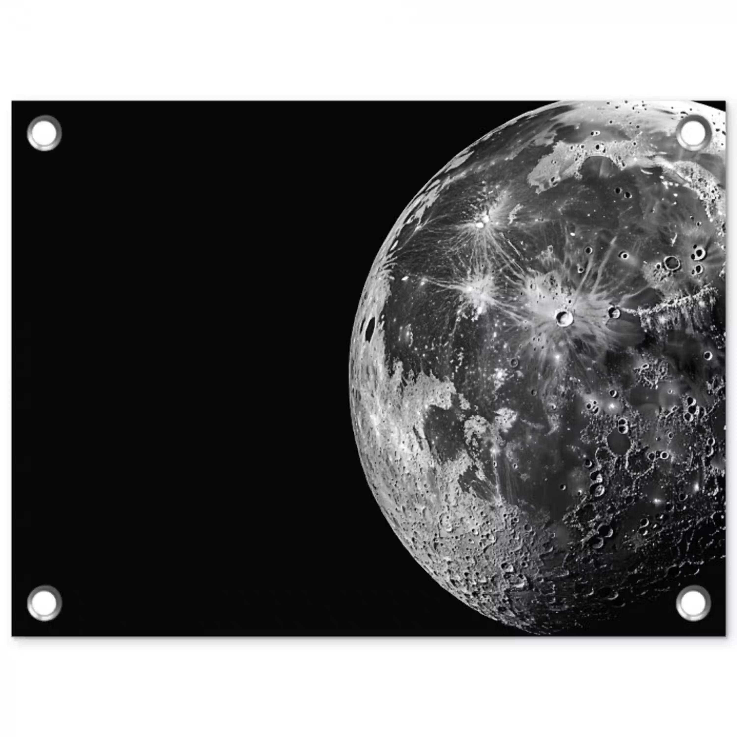 Close-up - Maan - Wit - Textuur tuinposter los doek klein -3d