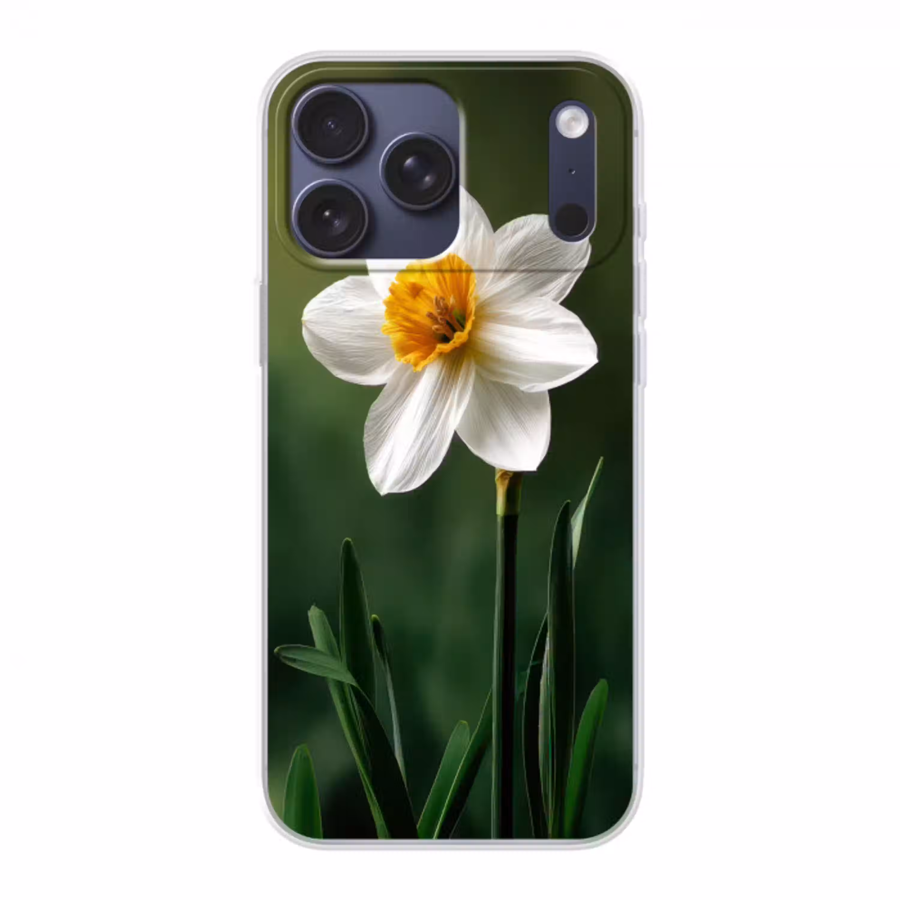 Narcis - Bloem - Wit - Grassprieten Telefoonhoesje iPhone 17 Pro Max klein -3d