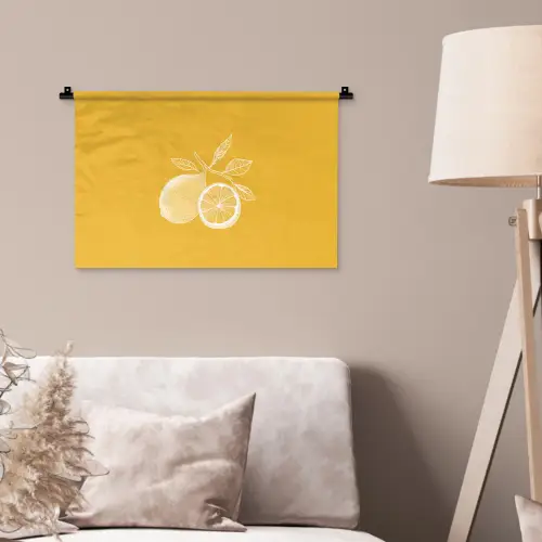 Citroenen - Illustratie - Minimalistisch - Geel Wandkleed katoen klein -sfeer4