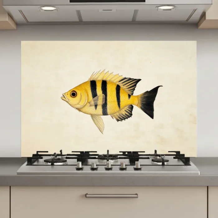 Geel - Vis - Strepen - Tropisch keuken achterwand spatscherm klein -3d_website