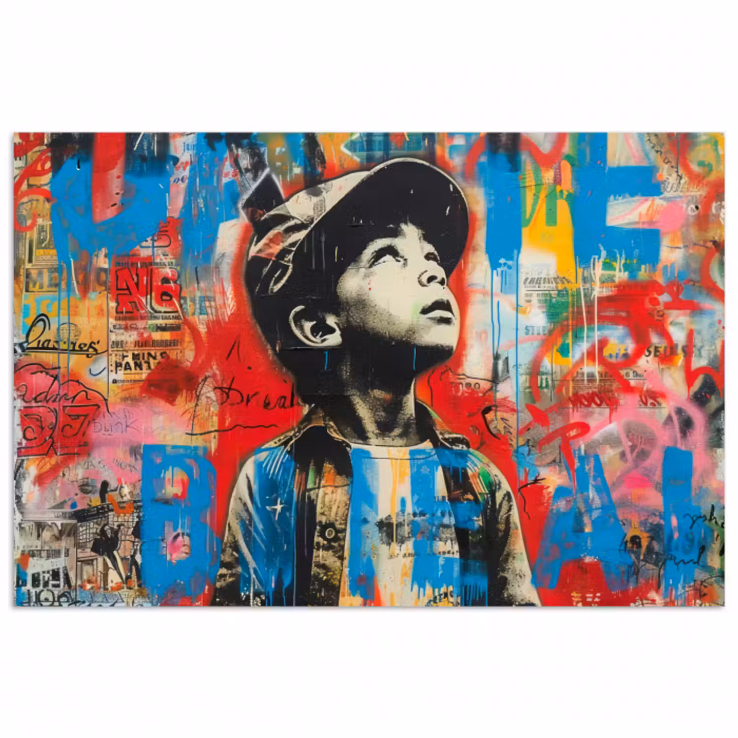 Poster - Graffiti - Vintage - Junge - Straßenkunst - Neon - Banksy