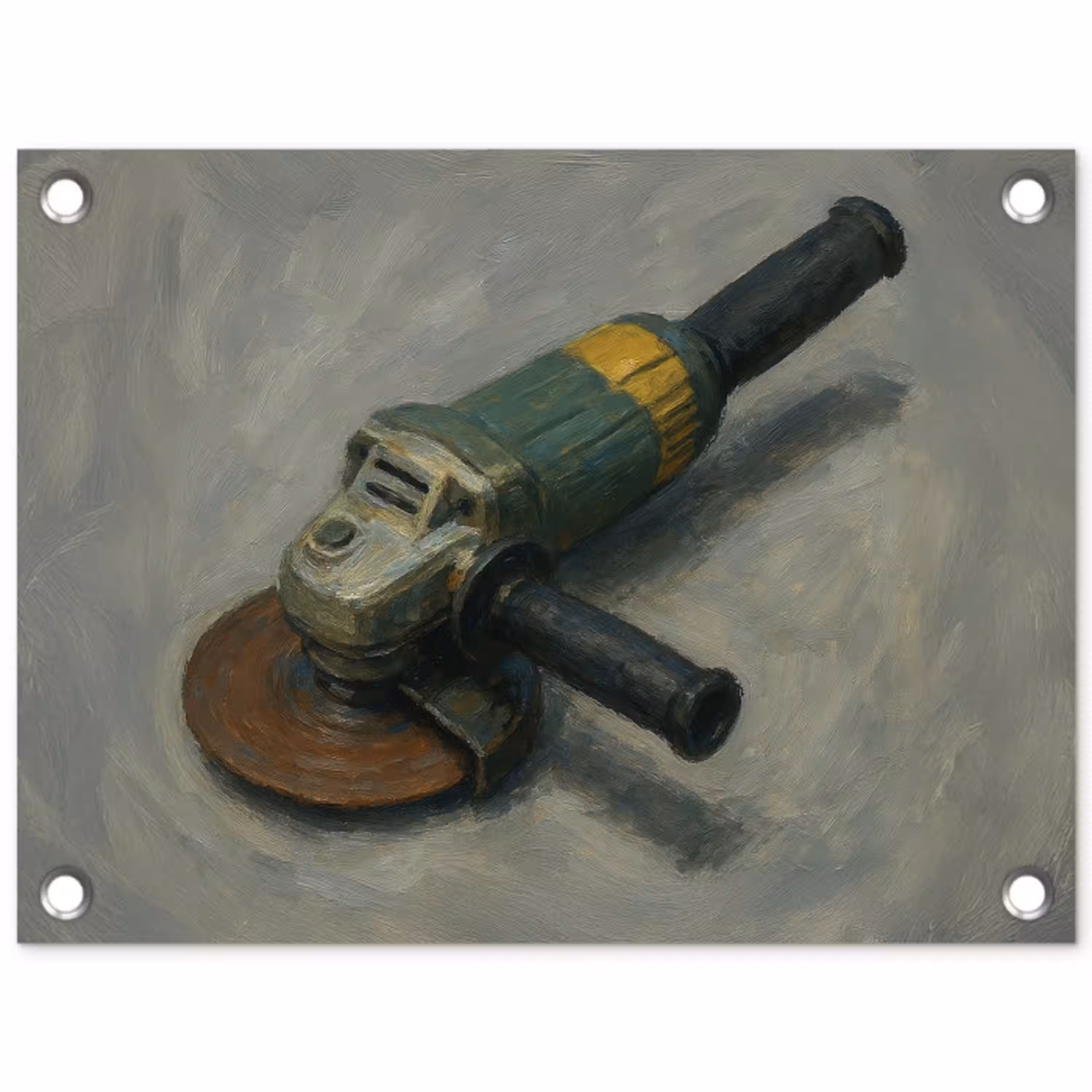 Haakse slijper - Schilderij - Gereedschap tuinposter los doek klein -3d