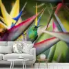Kleurrijke vogel tussen allemaal kleurrijke platen fotobehang vinyl groot -woonkamer