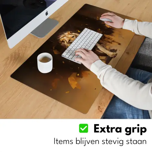 Leeuw - Geschilderd - Abstract - Goud Muismat XXL klein -sfeer3