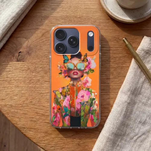 Vlinders - Vrouw - Zonnebril - Kleurrijk Telefoonhoesje iPhone 17 Pro klein -sfeer1