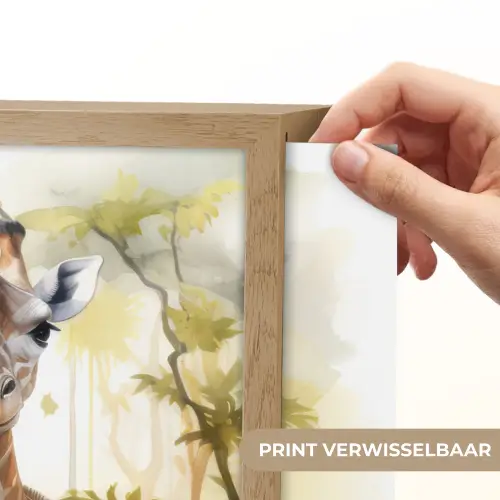 Giraffe - Wilde dieren - Natuur - Kinderen Light Box met batterij (Wandlamp kind) middel -USP_websiteprintNL