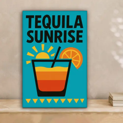 Illustratie - Tequila - Glas - Blauw canvas 2cm klein -sfeer1