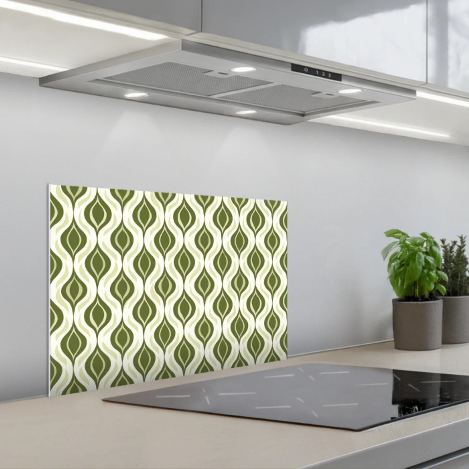 Kitchen splashback for hob - Pattern - Retro - Green | Kitchenyeah.co.uk