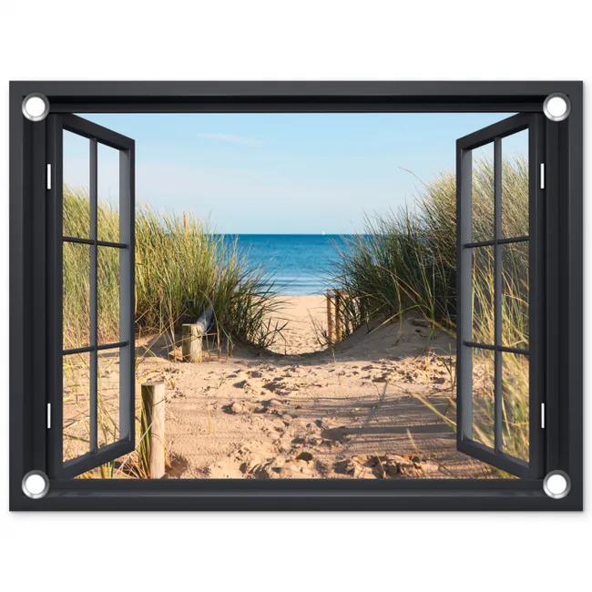 Uitzicht op Strand tuinposter los doek klein -3d