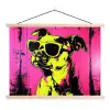Hond - Zonnebril - Roze - Art textielposter latten blank klein -3d