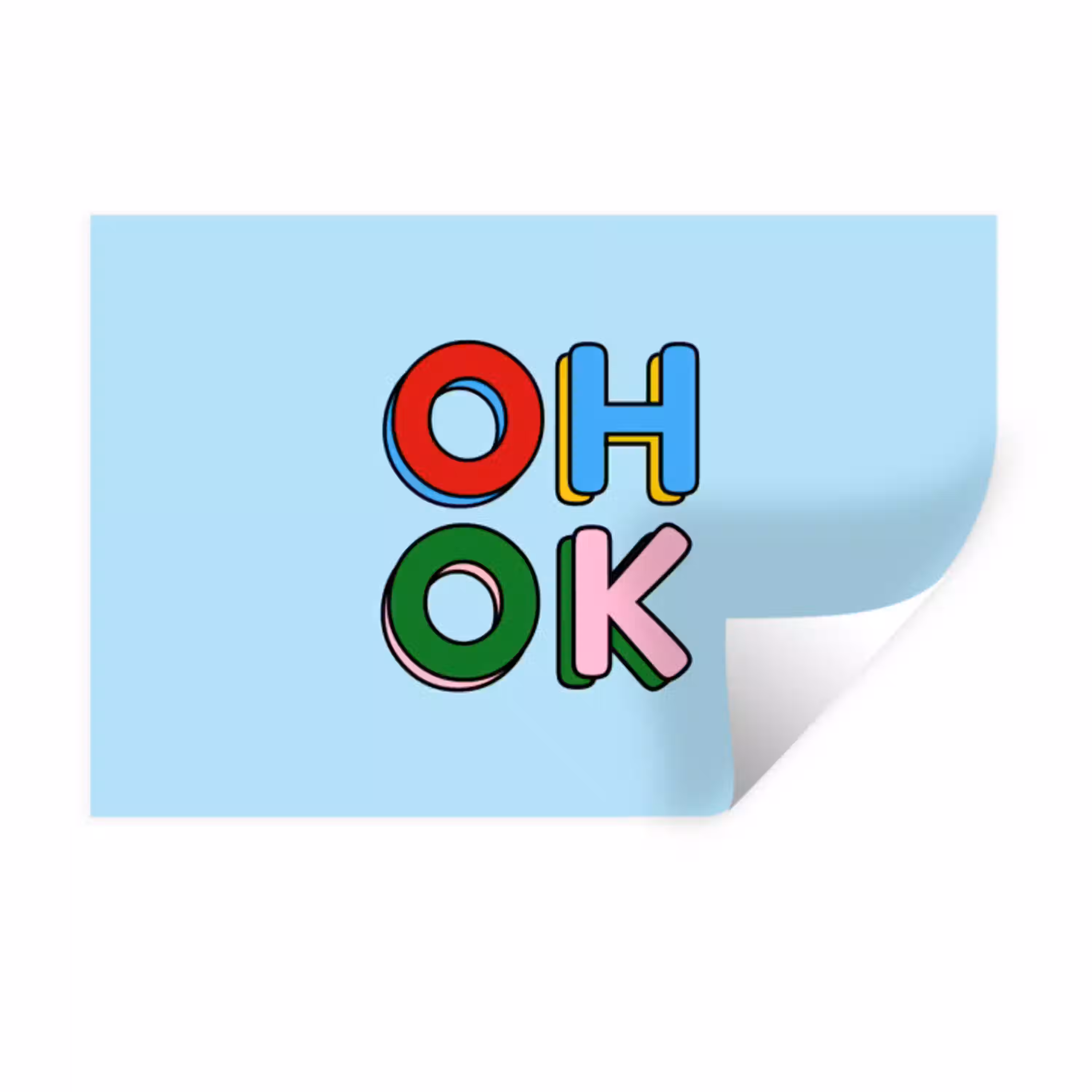 Oh ok - Blauw - Kleurrijk Muursticker klein -3d