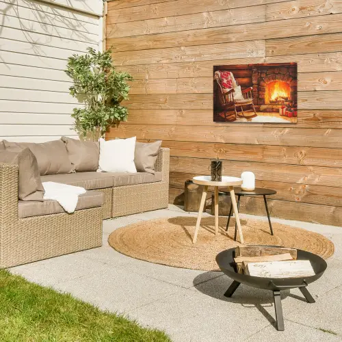Winter - Kerst - Huis - Openhaard Tuinposter op houten frame 2 cm dik klein -sfeer2