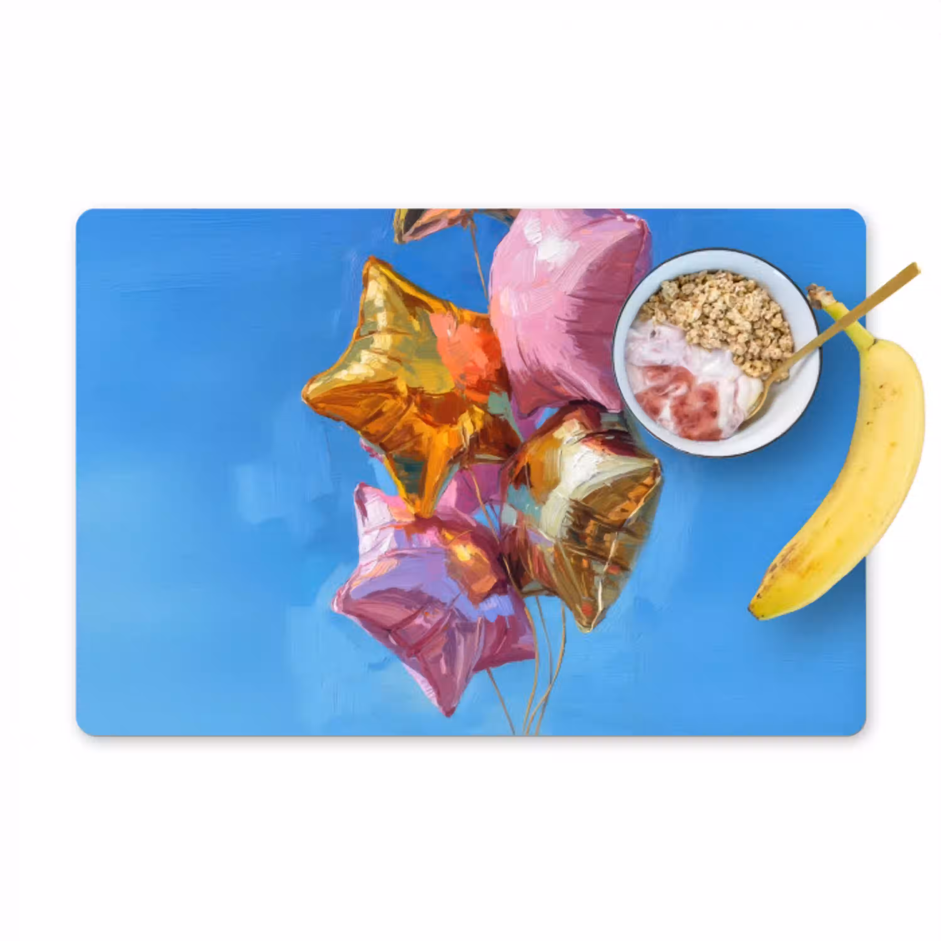 Ballonnen - Goud - Stervorm - Roze Placemat vinyl groot -zzzproduct_Kitchenyeah-website