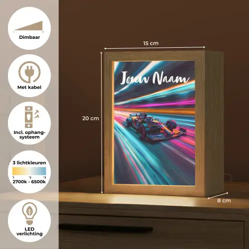 Formule 1 - Auto - Race - Jongens - Kleurrijk Light Box met kabel (Kinderlampje) klein -USP_NL
