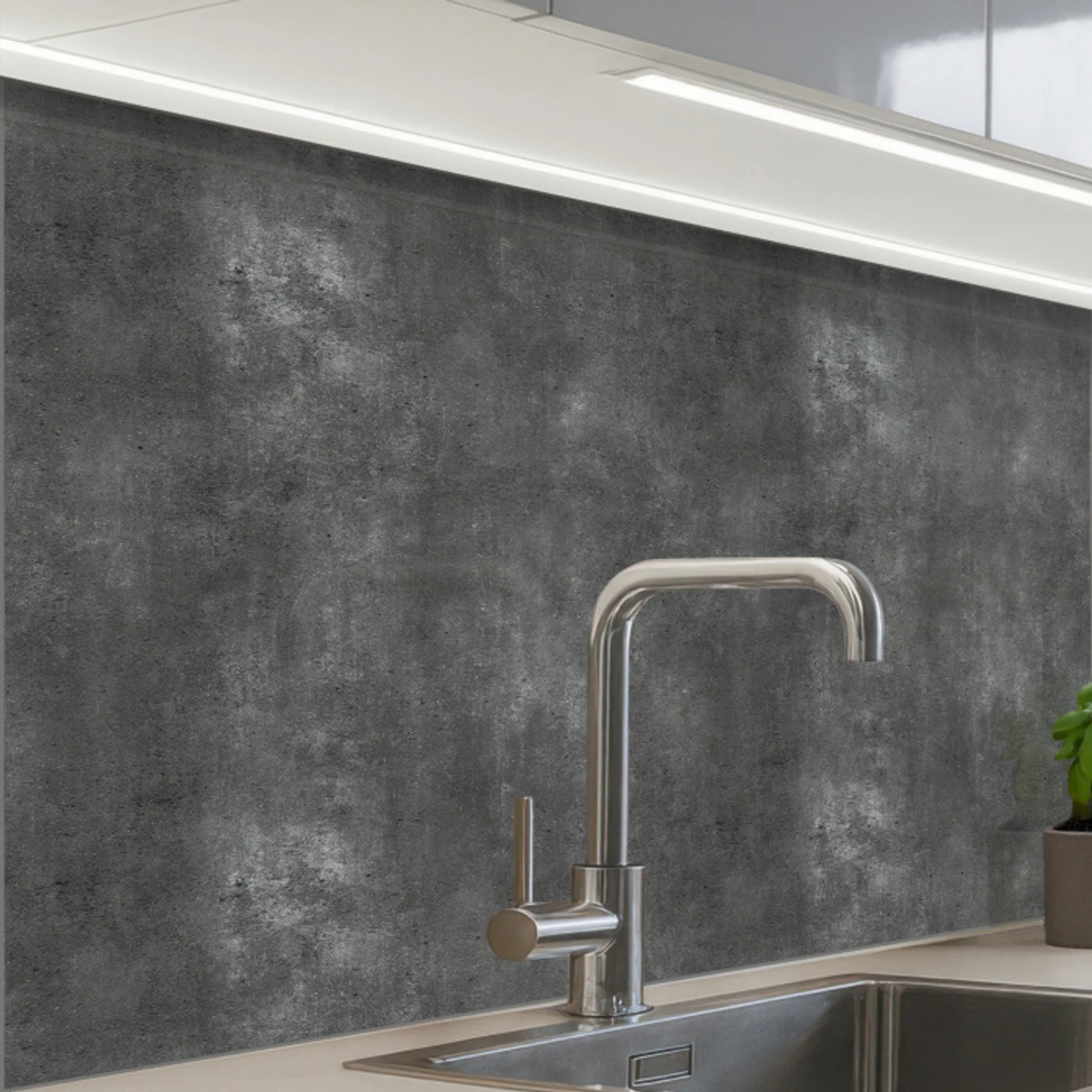 Donkergrijs - Ruw - Beton keuken achterwand 2 middel 865 -zzzz3d_schuin