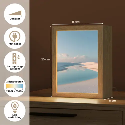 Duinen - Waterplas - Oneindige rust Light Box met kabel (Tafellamp) klein -USP_NL