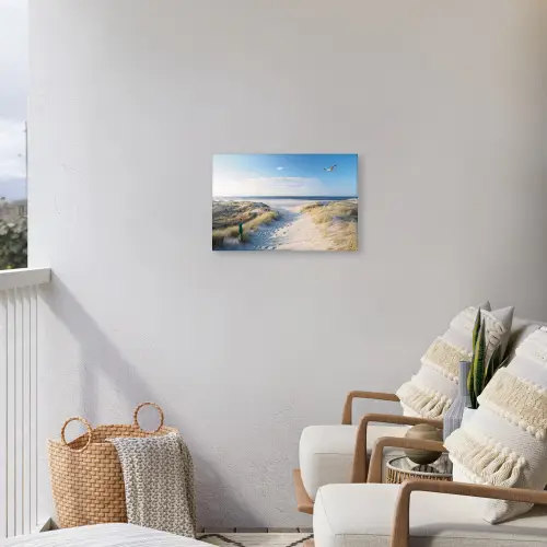Duin - Meeuw - Strand - Zee - Zon Tuinposter op houten frame 2 cm dik klein -sfeer1