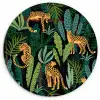 Jungle - Panter - Patronen - Jongens - Meiden - Planten Wandcirkel kunststof plaat 5mm dik klein -3d