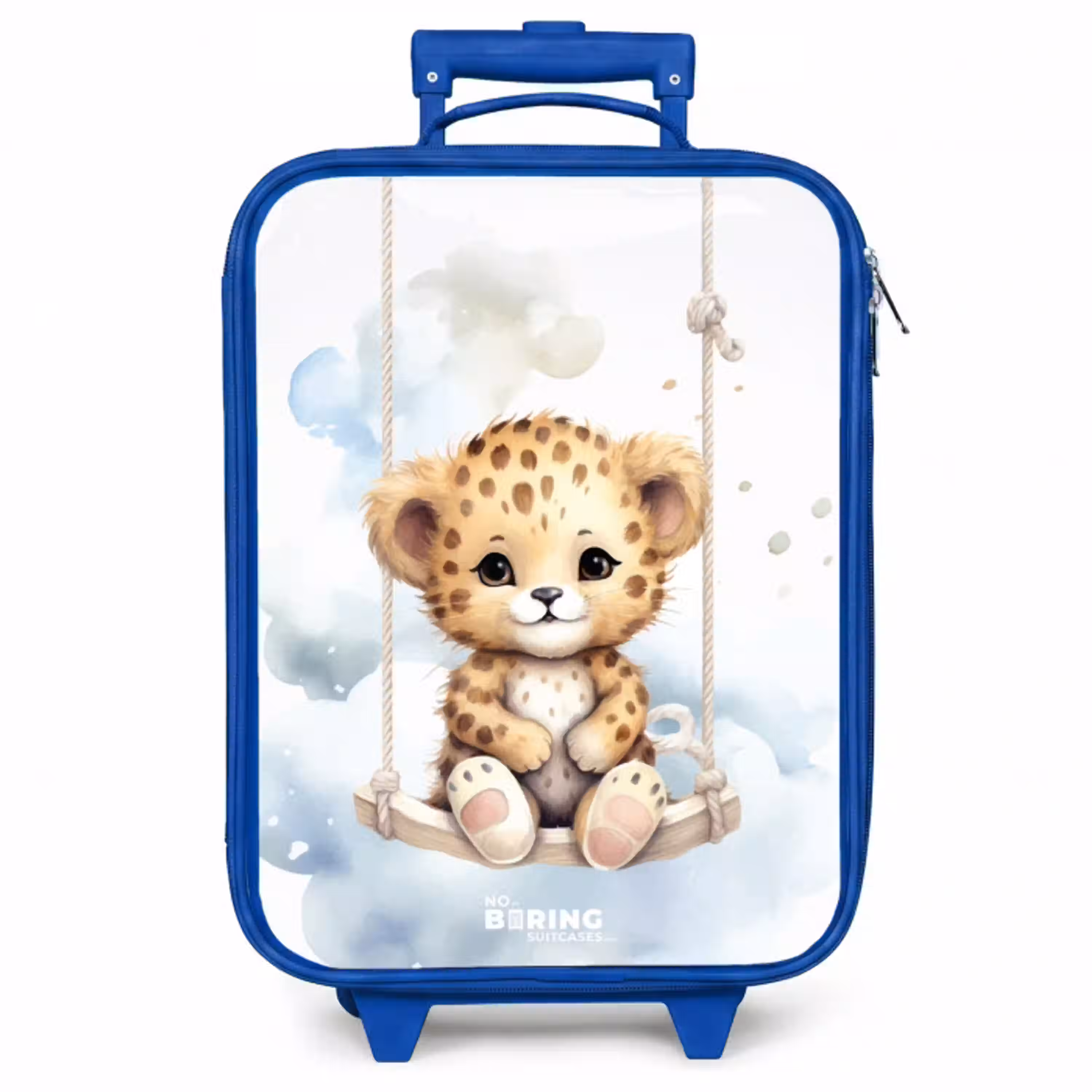 Cheeta welpje op een schommel in de wolken Kinderkoffer - Blauw klein -zzz_website3d