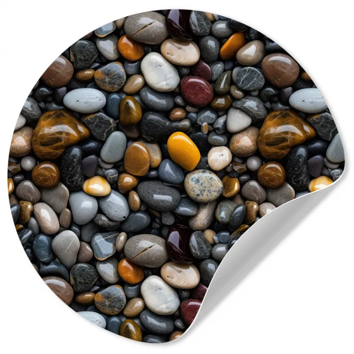 Geel - Kiezels - Glad Wandcirkel behangsticker klein 186 -3d