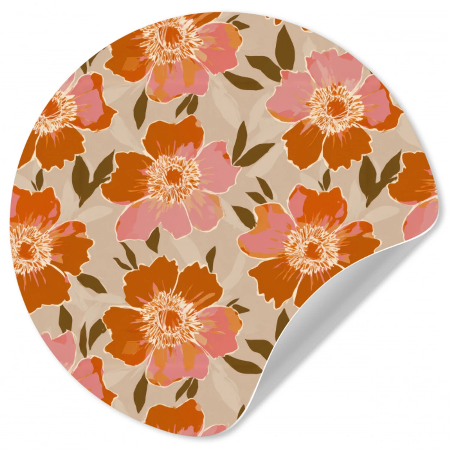 Bloemen - Motief - Retro Wandcirkel behangsticker klein 186 -3d