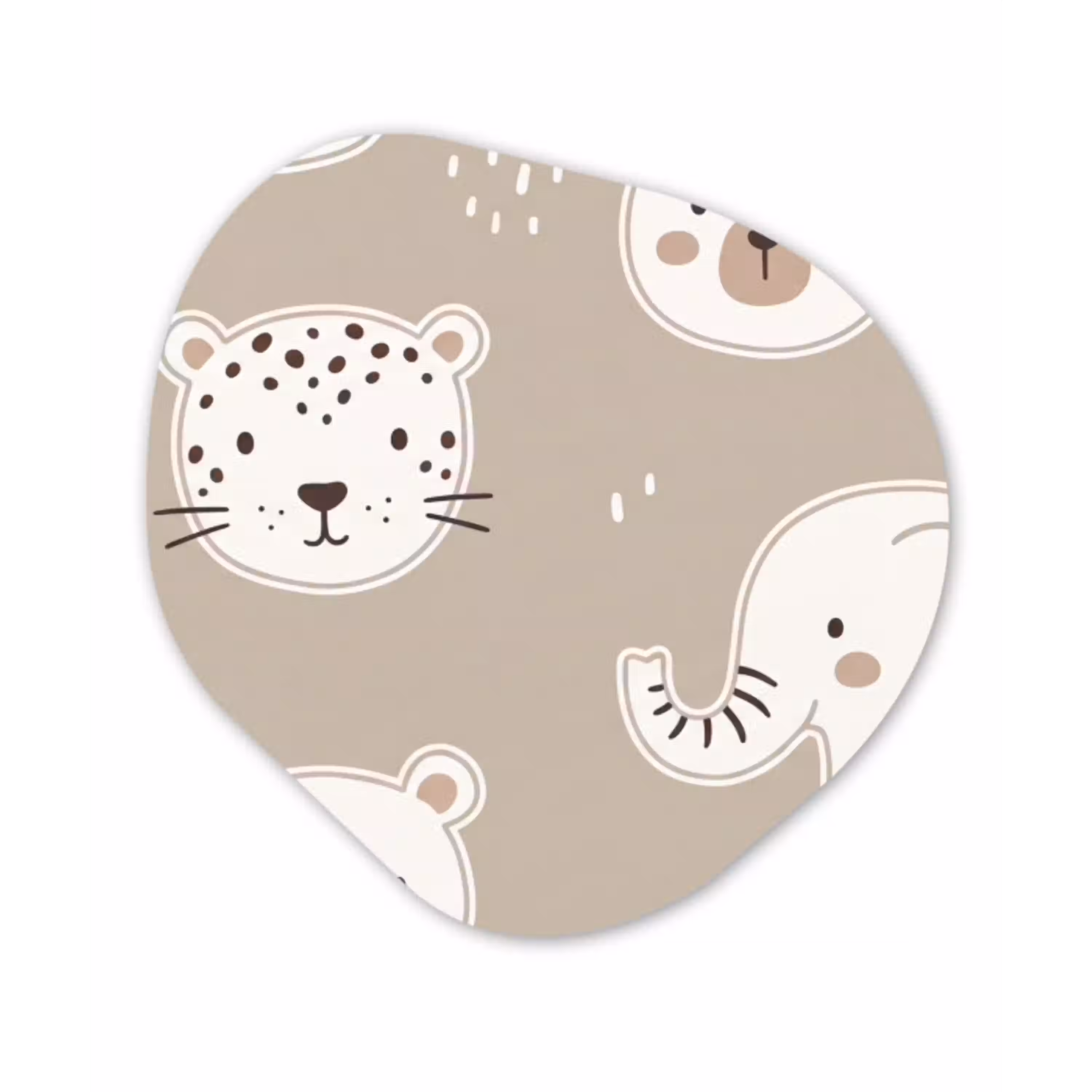 Dieren - Patroon - Illustratie - Modern - Beige Wandcirkel Organisch Plexiglas middel -3d