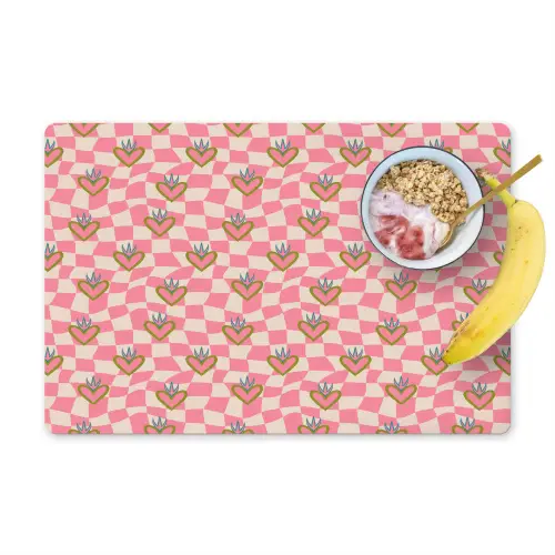 Roze - Retro - Patroon - Geblokt Placemat vinyl groot 368 -zzzproduct_Kitchenyeah-website